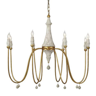 Clay Eight Light Chandelier in Vintage Gold|Distressed Ivory (550|SCH-290115) Clay Eight Light Chandelier in Vintage Gold|Distressed Ivory (550|SCH-290115)