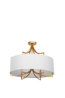 Lacey Four Light Semi-Flush Mount in Vintage Gold|Feather White Linen (550|SCH-170480)