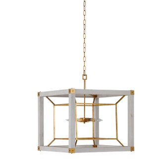 Brookline Four Light Chandelier in Vintage Gold|White Washed Wood (550|SCH-166005)