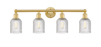 Edison Four Light Bath Vanity in Satin Gold (405|616-4W-SG-G559-5CL)