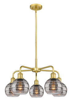 Downtown Urban Five Light Chandelier in Satin Gold (405|516-5CR-SG-G556-6SM)