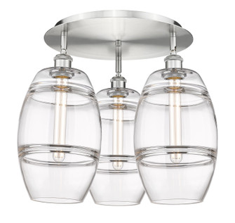 Ballston Three Light Flush Mount in Satin Nickel (405|516-3C-SN-G557-8CL)