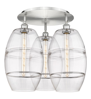 Ballston Three Light Flush Mount in Satin Nickel (405|516-3C-SN-G557-10CL)