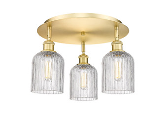 Ballston Three Light Flush Mount in Satin Gold (405|516-3C-SG-G559-5CL)