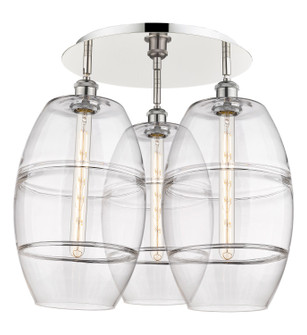 Downtown Urban Three Light Flush Mount in Polished Nickel (405|516-3C-PN-G557-10CL)