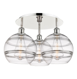 Ballston Three Light Flush Mount in Polished Nickel (405|516-3C-PN-G556-10CL)