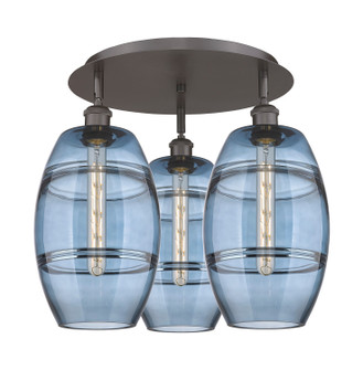 Ballston Three Light Flush Mount in Oil Rubbed Bronze (405|516-3C-OB-G557-8BL)