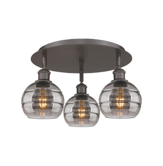 Ballston Three Light Flush Mount in Oil Rubbed Bronze (405|516-3C-OB-G556-6SM)