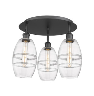 Ballston Three Light Flush Mount in Matte Black (405|516-3C-BK-G557-6CL)