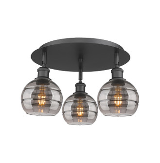 Ballston Three Light Flush Mount in Matte Black (405|516-3C-BK-G556-6SM)