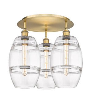 Downtown Urban Three Light Flush Mount in Brushed Brass (405|516-3C-BB-G557-8CL)