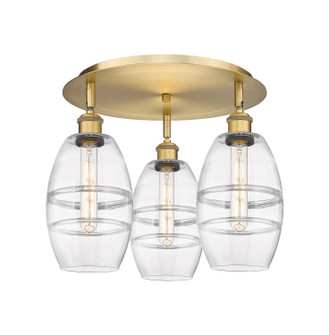 Ballston Three Light Flush Mount in Brushed Brass (405|516-3C-BB-G557-6CL)