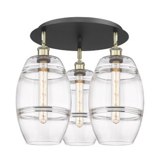 Downtown Urban Three Light Flush Mount in Black Antique Brass (405|516-3C-BAB-G557-8CL)