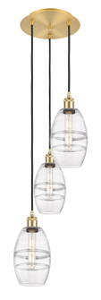 Ballston Three Light Pendant in Satin Gold (405|113B-3P-SG-G557-6CL)