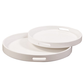 Lacquer Round Wood Tray Tray Set in Glossy White (204|83027)