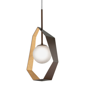 Origami One Light Pendant in Bronze With Gold Leaf (67|F5524-BRZ/GL/SS)
