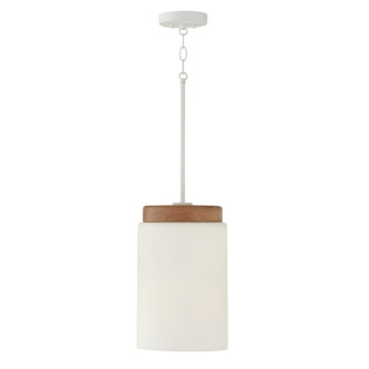 Liam One Light Pendant in Light Wood and White (65|350911LT)