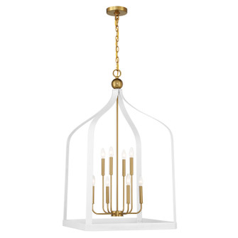 Sheffield Eight Light Pendant in White with Warm Brass Accents (51|7-7800-8-142)