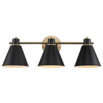 Three Light Vanity in Antique Gold / Black (110|22593 AG-BK)