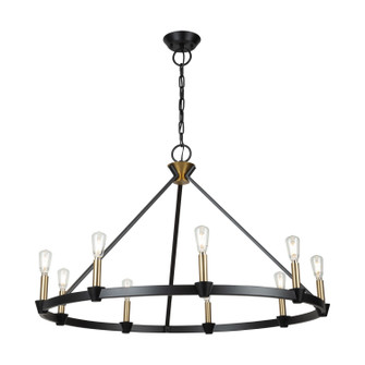 Notting Hill Nine Light Chandelier in Black and Brushed Brass (78|AC11989BB)