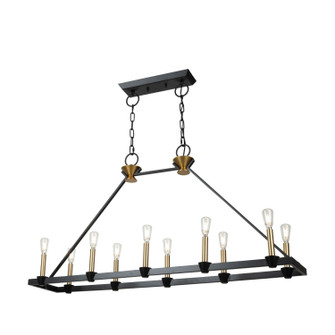 Notting Hill Ten Light Island/Pool Table in Black and Brushed Brass (78|AC11980BB)