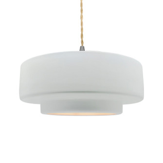 Radiance One Light Pendant in Gloss White (outside and inside of fixture) (102|CER-6545-WTWT-NCKL-BEIG-TWST)