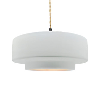 Radiance One Light Pendant in Gloss White (outside and inside of fixture) (102|CER-6545-WTWT-MBLK-BEIG-TWST)