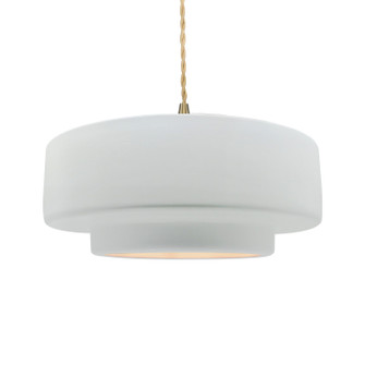 Radiance One Light Pendant in Gloss White (outside and inside of fixture) (102|CER-6545-WTWT-BRSS-BEIG-TWST)