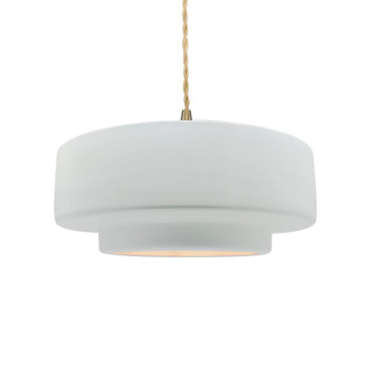 Radiance One Light Pendant in Gloss White (outside and inside of fixture) (102|CER-6543-WTWT-BRSS-BEIG-TWST)