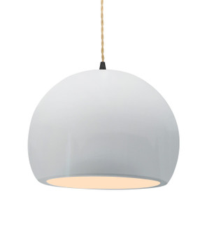 Radiance One Light Pendant in Gloss White (outside and inside of fixture) (102|CER-6535-WTWT-MBLK-BEIG-TWST)