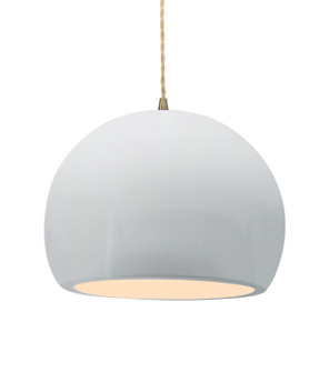 Radiance One Light Pendant in Gloss White (outside and inside of fixture) (102|CER-6535-WTWT-ABRS-BEIG-TWST)