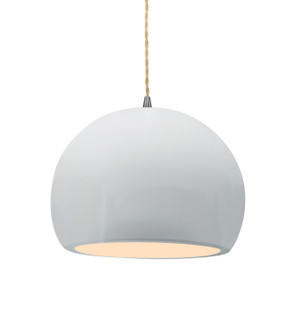 Radiance One Light Pendant in Gloss White (outside and inside of fixture) (102|CER-6533-WTWT-NCKL-BEIG-TWST)