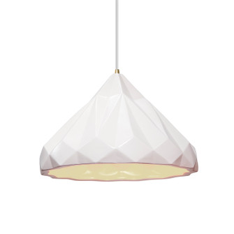 Radiance LED Pendant in Gloss White (outside and inside of fixture) (102|CER-6450-WTWT-MBLK-BEIG-TWST-LED1-700)