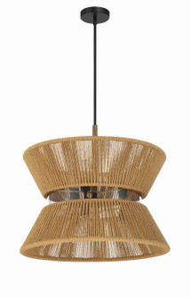 Serena Six Light Pendant in Flat Black/Walnut (46|58596-FBWAL)