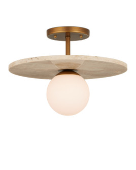 One Light Semi-Flush Mount in Beige/Antique Brass/Frosted White (142|9000-1195)