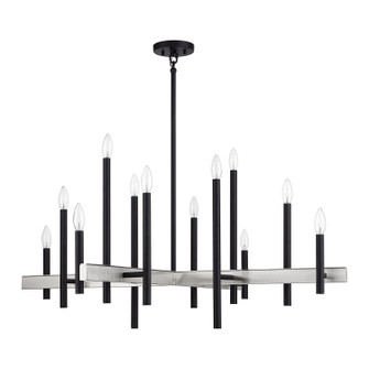 Denmark 12 Light Foyer Chandelier in Black with Brushed Nickel (107|49349-04)
