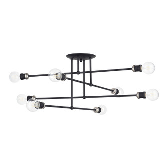 Delacroix Eight Light Semi-Flush Mount in Black with Brushed Nickel (107|47179-04)
