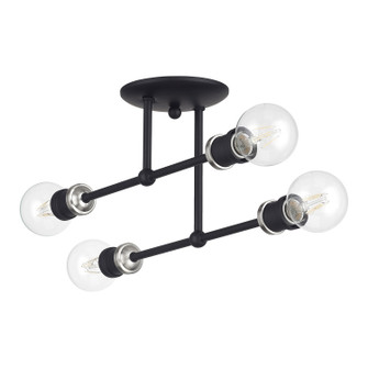 Delacroix Four Light Semi-Flush Mount in Black with Brushed Nickel (107|47176-04)