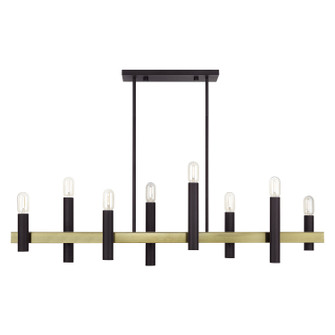 Helsinki Eight Light Linear Chandelier in Bronze with Antique Brass (107|46868-07)