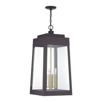 Oslo Four Light Outdoor Pendant in Bronze with Antique Brass (107|20863-07)