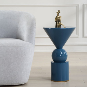 Trig Accent Table in Lustrous Blue (52|22944)