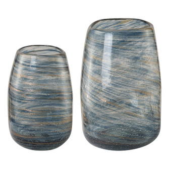 Aurora Vases, S/2 in Blue And Gold (52|18158)
