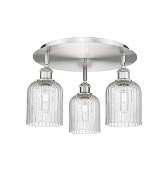 Downtown Urban Three Light Flush Mount in Satin Nickel (405|516-3C-SN-G559-5SDY)