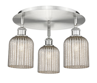 Downtown Urban Three Light Flush Mount in Satin Nickel (405|516-3C-SN-G559-5ME)