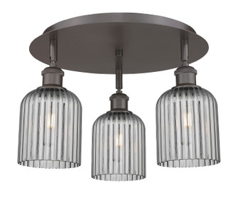 Downtown Urban Three Light Flush Mount in Oil Rubbed Bronze (405|516-3C-OB-G559-5SM)