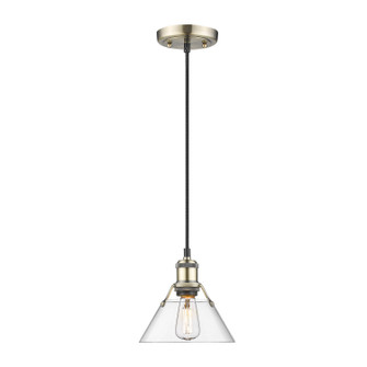 Orwell One Light Mini Pendant in Aged Brass (62|3306-S AB-CLR)