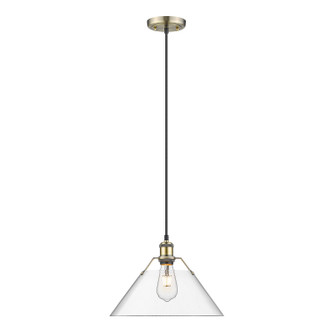 Orwell One Light Pendant in Aged Brass (62|3306-L AB-CLR)