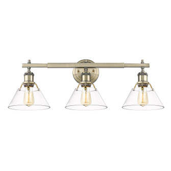 Orwell Three Light Bath Vanity in Aged Brass (62|3306-BA3 AB-CLR)