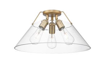 Orwell Three Light Flush Mount in Brushed Champagne Brass (62|3306-3FM BCB-CLR)