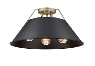 Orwell Three Light Flush Mount in Aged Brass (62|3306-3FM AB-BLK)